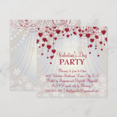 Rode harten op Radiant White Valentijns Party Kaart (Voorkant / Achterkant)