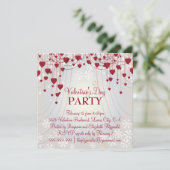 Rode harten op Radiant White Valentijns Party Kaart (Staand voorkant)