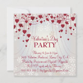 Rode harten op Radiant White Valentijns Party Kaart (Voorkant)