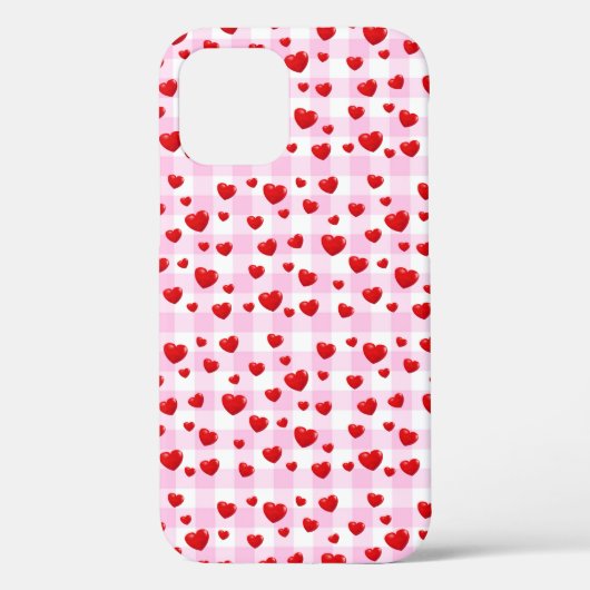 rode harten op roze gingham Case-Mate iPhone case (Achterkant)