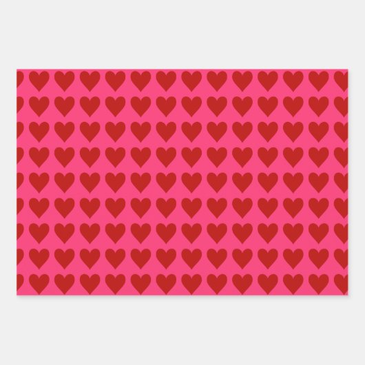 Rode harten op roze inpakpapier vel (Voorkant 3)