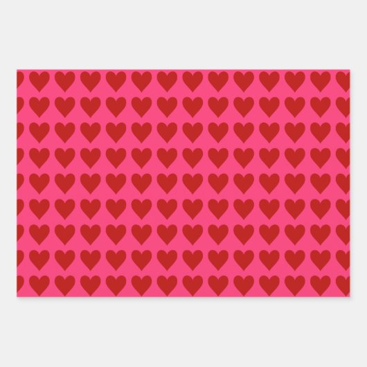 Rode harten op roze inpakpapier vel (Voorkant 2)