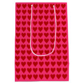 Rode harten op roze medium cadeauzakje (Achterkant)