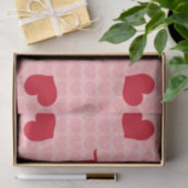 Rode harten op roze patroon tissuepapier (Geschenk)