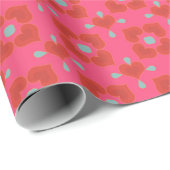 Rode harten op roze Valentijnse patronen Cadeaupapier (Rol Hoek)