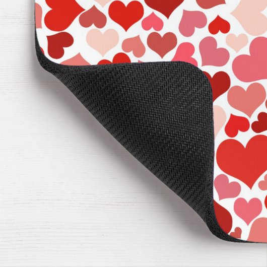 Rode harten op White Mousepad Muismat (Hoek)