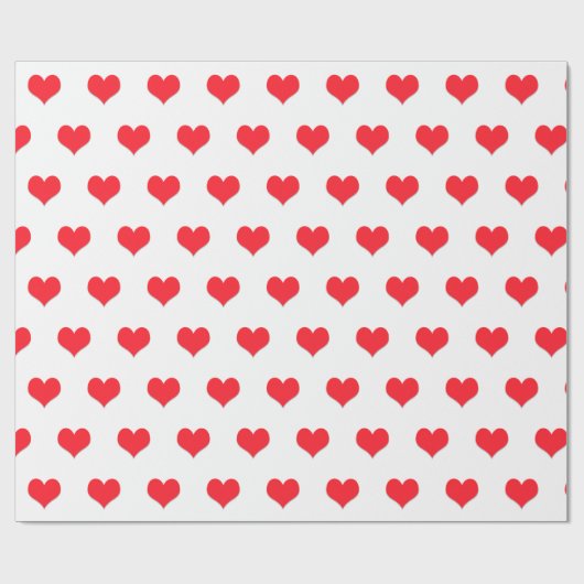 Rode harten op wit cadeaupapier (Vlak)
