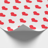 Rode harten op wit cadeaupapier (Hoek)