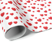 Rode harten op wit cadeaupapier (Rol Hoek)