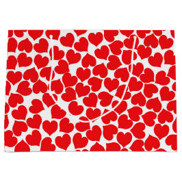 Rode harten op wit groot cadeauzakje