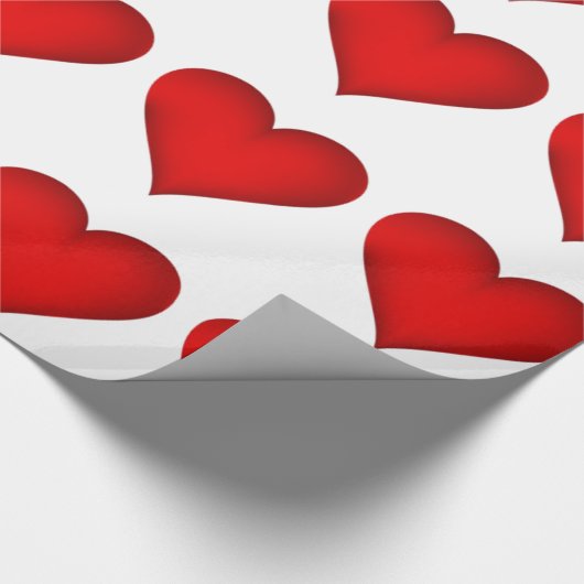 Rode harten op wit inpakpapier (Hoek)
