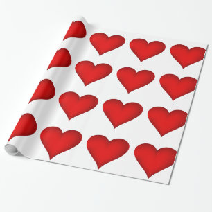 Rode harten op wit inpakpapier