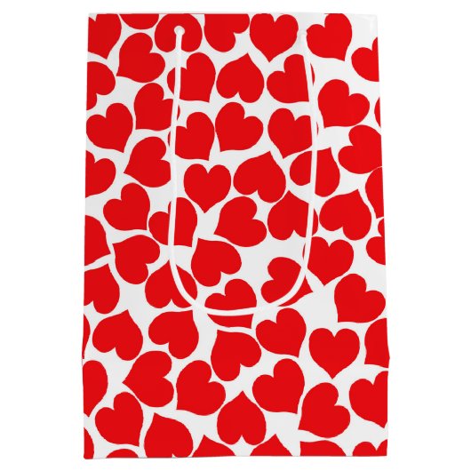 Rode harten op wit medium cadeauzakje (Achterkant)