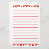 Rode harten op witte geblatte banketbakkersmakerij briefpapier (Voorkant / Achterkant)