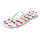 Rode harten op witte trendy Flipflops Teenslippers (Schuin)