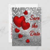 Rode harten op zilveren glitter - Sla de Kaart Dat (Voorkant / Achterkant)
