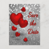 Rode harten op zilveren glitter - Sla de Kaart Dat (Voorkant)