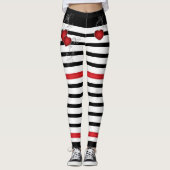 Rode harten op zwart en wit leggings (Voorkant)