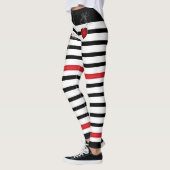 Rode harten op zwart en wit leggings (Links)