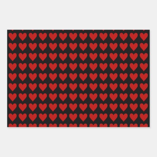 Rode harten op zwart inpakpapier vel (Voorkant 2)