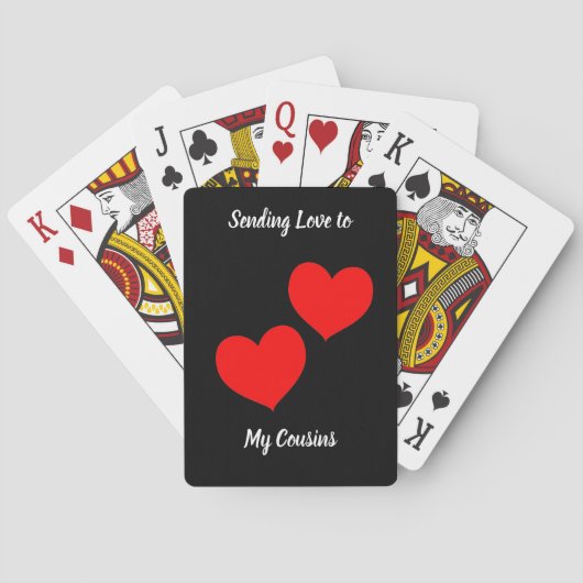 Rode harten op zwart pokerkaarten (Achterkant)