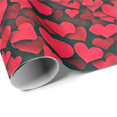 Rode harten op zwarte valentijn cadeaupapier (Rol Hoek)