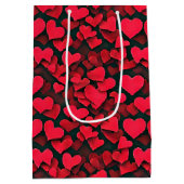 Rode harten op zwarte valentijn medium cadeauzakje (Achterkant)
