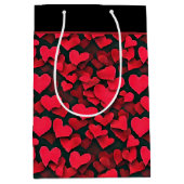 Rode harten op zwarte valentijn, middelmatige cade medium cadeauzakje (Voorkant)