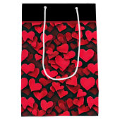 Rode harten op zwarte valentijn, middelmatige cade medium cadeauzakje (Achterkant)