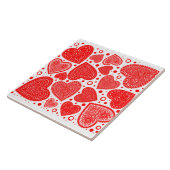 Rode harten over het gehele patroon tegeltje (Zijkant)