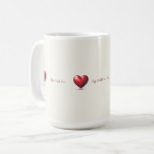Rode harten patroon op crème schets koffiemok (Voorkant links)