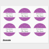 Rode harten patroon op paars ronde sticker (Vel)
