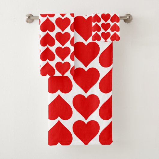 Rode harten patroon, romantisch, liefde bad handdoek (Insitu)