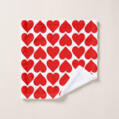 Rode harten patroon, romantisch, liefde bad handdoek (Wasdoekje)