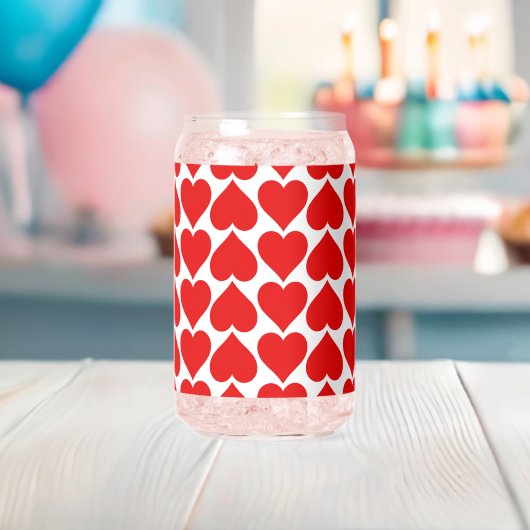 Rode harten patroon, romantisch, liefde blikvorm glas (Insitu (Baby Shower))