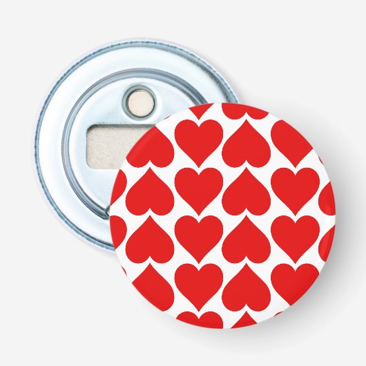 Rode harten patroon, romantisch, liefde button flesopener (Voorkant)
