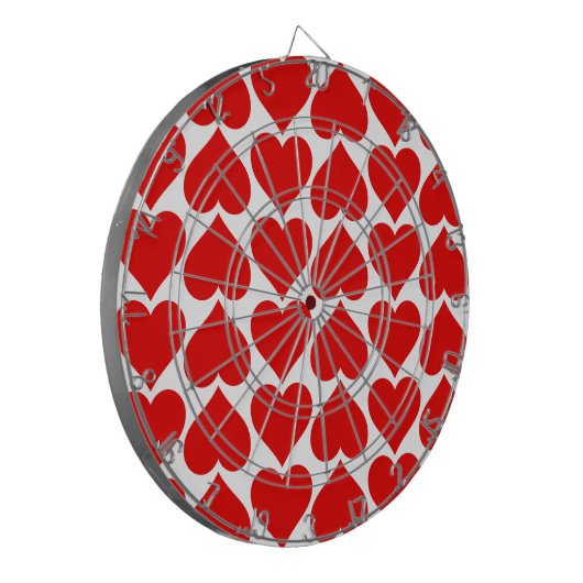Rode harten patroon, romantisch, liefde dartbord (Voorkant Links)