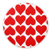 Rode harten patroon, romantisch, liefde keramische knop (Voorkant)