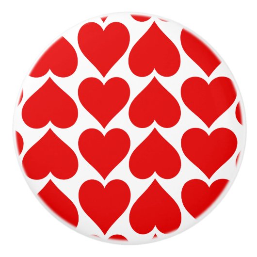 Rode harten patroon, romantisch, liefde keramische knop (Voorkant)