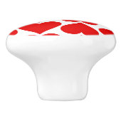 Rode harten patroon, romantisch, liefde keramische knop (Zijkant)