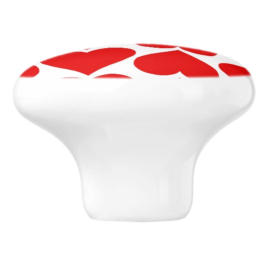 Rode harten patroon, romantisch, liefde keramische knop (Zijkant)