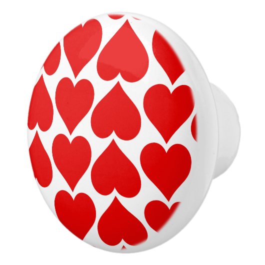 Rode harten patroon, romantisch, liefde keramische knop (Rechts)