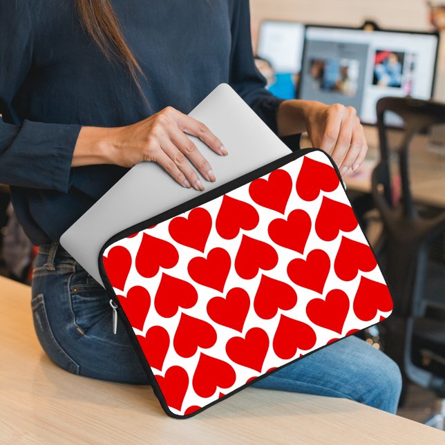 Rode Harten Patroon, Romantisch, Liefde Laptop Sleeve (Creator heeft geüpload)