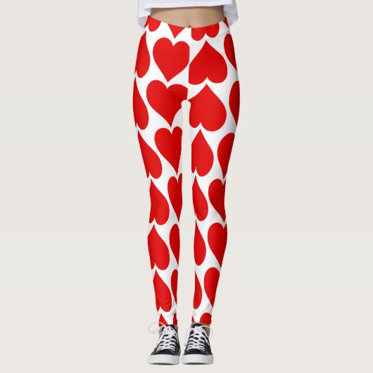 Rode harten patroon, romantisch, liefde leggings (Voorkant)