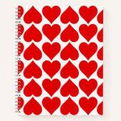 Rode harten patroon, romantisch, liefde notitieboek (Voorkant)