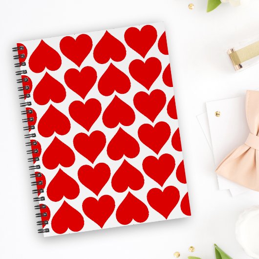 Rode harten patroon, romantisch, liefde notitieboek