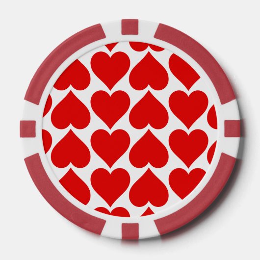 Rode harten patroon, romantisch, liefde poker chips (Voorkant)