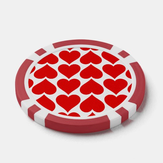 Rode harten patroon, romantisch, liefde poker chips (Enkel)