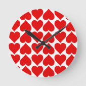 Rode harten patroon, romantisch, liefde ronde klok (Voorkant)