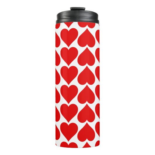 Rode harten patroon, romantisch, liefde thermosbeker (Voorkant)